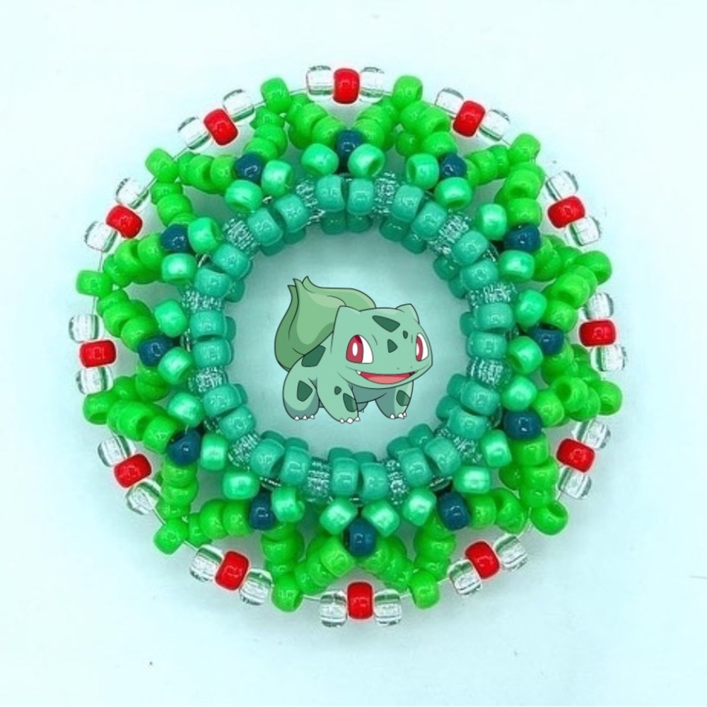 💚🐸”Pokémon Bulbasaur” 3D UFO Festival Rave EDM Kandi Cuff 💚🐸